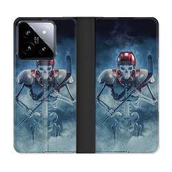 Housse cuir portefeuille Pour Xiaomi 14 Sport Hockey Squelette