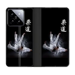 Housse cuir portefeuille Pour Xiaomi 14 Sport Judo Noir