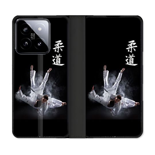Housse cuir portefeuille Pour Xiaomi 14 Sport Judo Noir
