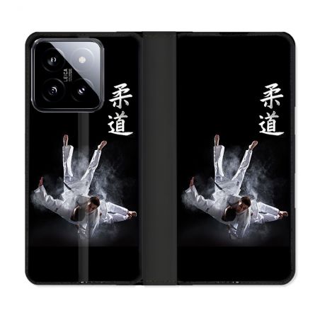 Housse cuir portefeuille Pour Xiaomi 14 Sport Judo Noir