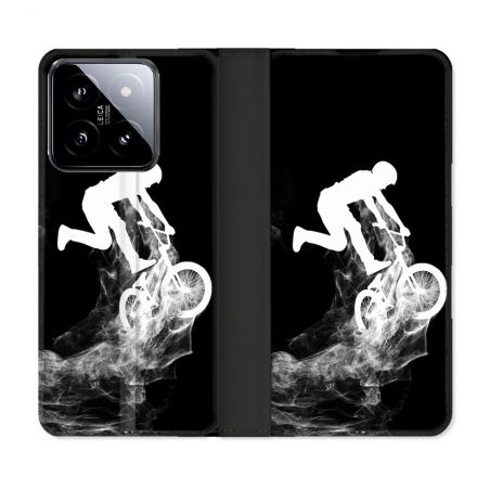 Housse cuir portefeuille Pour Xiaomi 14 Sport VTT Noir