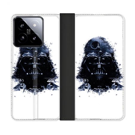 Housse cuir portefeuille Pour Xiaomi 14 Star Wars - Dark Vador Blanc