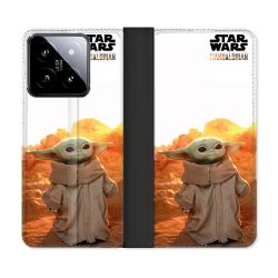 Housse cuir portefeuille Pour Xiaomi 14 Star Wars - Yoda bebe soleil