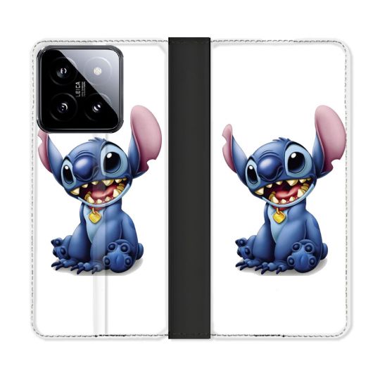 Housse cuir portefeuille Pour Xiaomi 14 Stitch Blanc