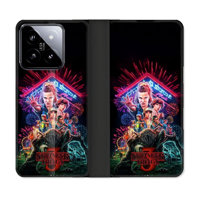 Housse cuir portefeuille Pour Xiaomi 14 Stranger Things Affiche 3
