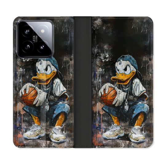 Housse cuir portefeuille Pour Xiaomi 14 Street Art Donald Duck