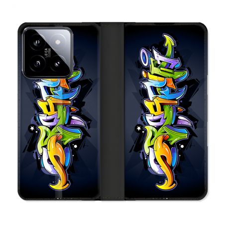 Housse cuir portefeuille Pour Xiaomi 14 Street Art Graffiti