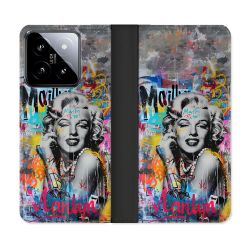Housse cuir portefeuille Pour Xiaomi 14 Street Art Maryline Monroe