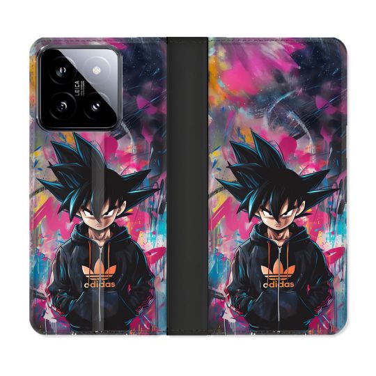 Housse cuir portefeuille Pour Xiaomi 14 Street Art Sangoku