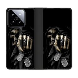 Housse cuir portefeuille Pour Xiaomi 14 Tete de Mort Your Next