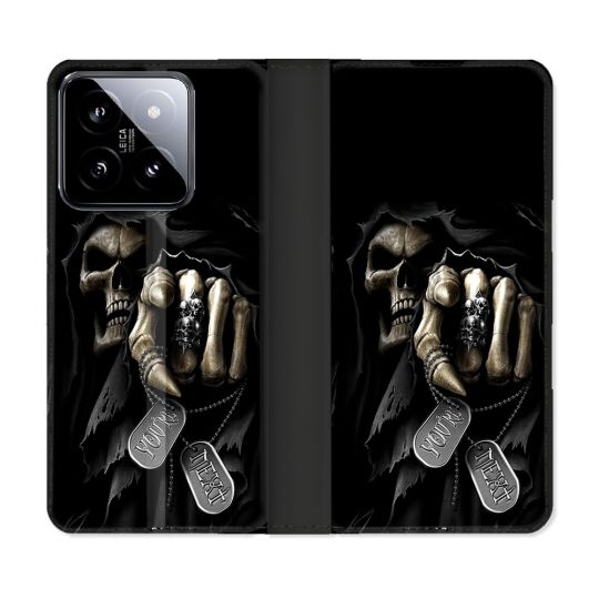 Housse cuir portefeuille Pour Xiaomi 14 Tete de Mort Your Next