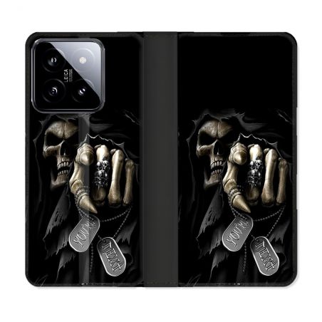 Housse cuir portefeuille Pour Xiaomi 14 Tete de Mort Your Next