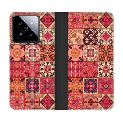 Housse cuir portefeuille Pour Xiaomi 14 Texture Carreau Ciment Rouge