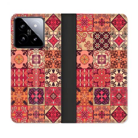 Housse cuir portefeuille Pour Xiaomi 14 Texture Carreau Ciment Rouge