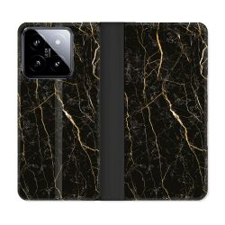 Housse cuir portefeuille Pour Xiaomi 14 Texture Marbre Noir