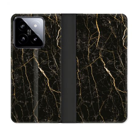 Housse cuir portefeuille Pour Xiaomi 14 Texture Marbre Noir