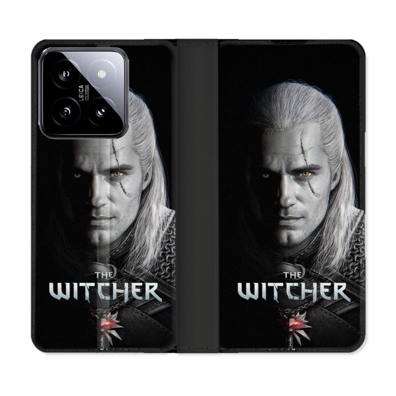 Housse cuir portefeuille Pour Xiaomi 14 The Witcher Noir