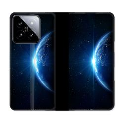 Housse cuir portefeuille Pour Xiaomi 14 Univers Planete Terre