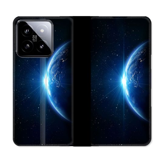 Housse cuir portefeuille Pour Xiaomi 14 Univers Planete Terre