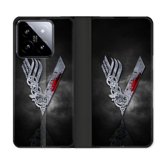 Housse cuir portefeuille Pour Xiaomi 14 Viking