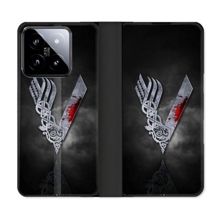 Housse cuir portefeuille Pour Xiaomi 14 Viking