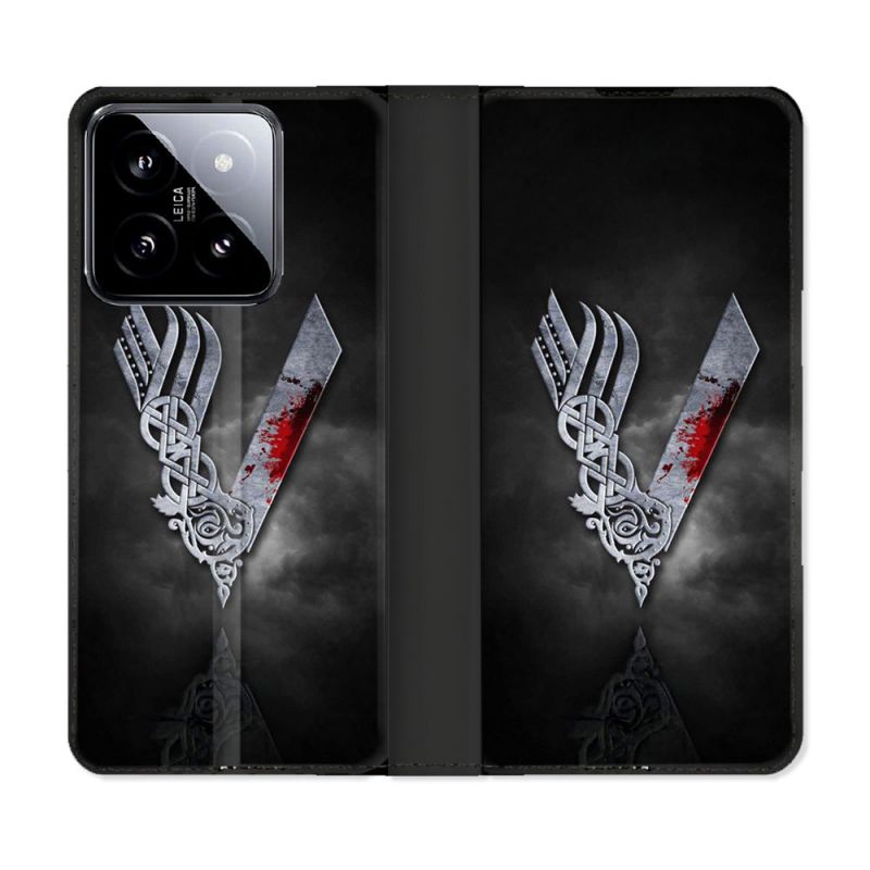 Housse cuir portefeuille Pour Xiaomi 14 Viking