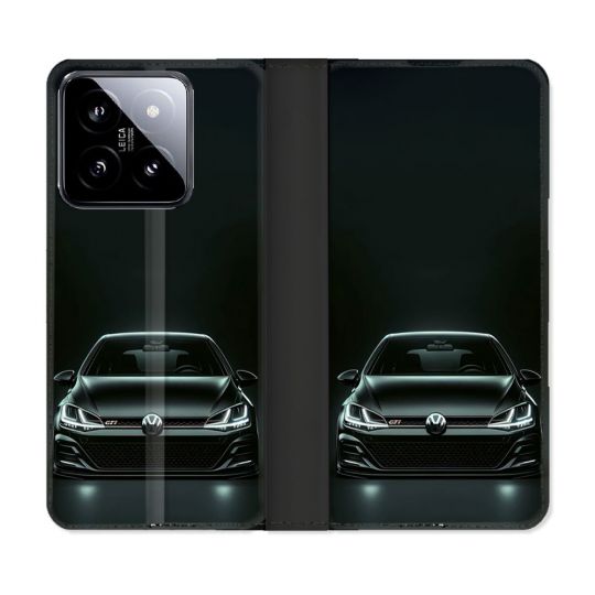 Housse cuir portefeuille Pour Xiaomi 14 Volkwagen Golf GTI