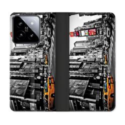Housse cuir portefeuille Pour Xiaomi 14 Voyage Amerique USA New York Taxi