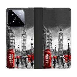 Housse cuir portefeuille Pour Xiaomi 14 Voyage Angleterre Londres Vintage