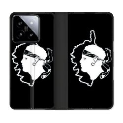 Housse cuir portefeuille Pour Xiaomi 14 Voyage Corse Noir