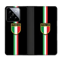 Housse cuir portefeuille Pour Xiaomi 14 Voyage Italie 3 Noir