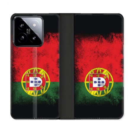 Housse cuir portefeuille Pour Xiaomi 14 Voyage Portugal Drapeau