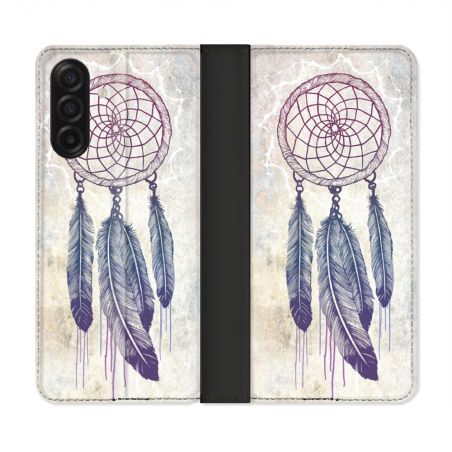 Housse cuir portefeuille Pour Samsung Galaxy A17 5G Zen Attrape Reve Blanc