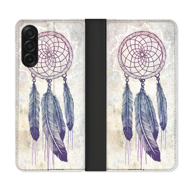 Housse cuir portefeuille Pour Samsung Galaxy A17 5G Zen Attrape Reve Blanc