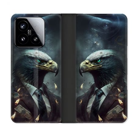 Housse cuir portefeuille Pour Xiaomi 15 Animal Aigle Business