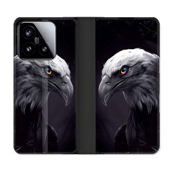Housse cuir portefeuille Pour Xiaomi 15 Animal Aigle Royal Noir