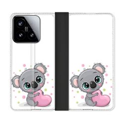 Housse cuir portefeuille Pour Xiaomi 15 Animal Koala Cœur
