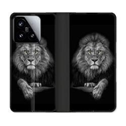 Housse cuir portefeuille Pour Xiaomi 15 Animal Lion Majestueux
