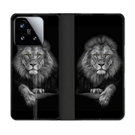 Housse cuir portefeuille Pour Xiaomi 15 Animal Lion Majestueux