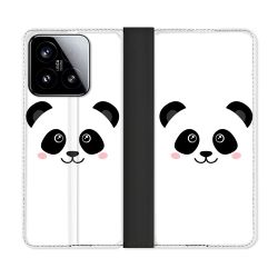 Housse cuir portefeuille Pour Xiaomi 15 Animal Panda Blanc