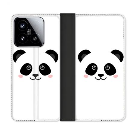 Housse cuir portefeuille Pour Xiaomi 15 Animal Panda Blanc