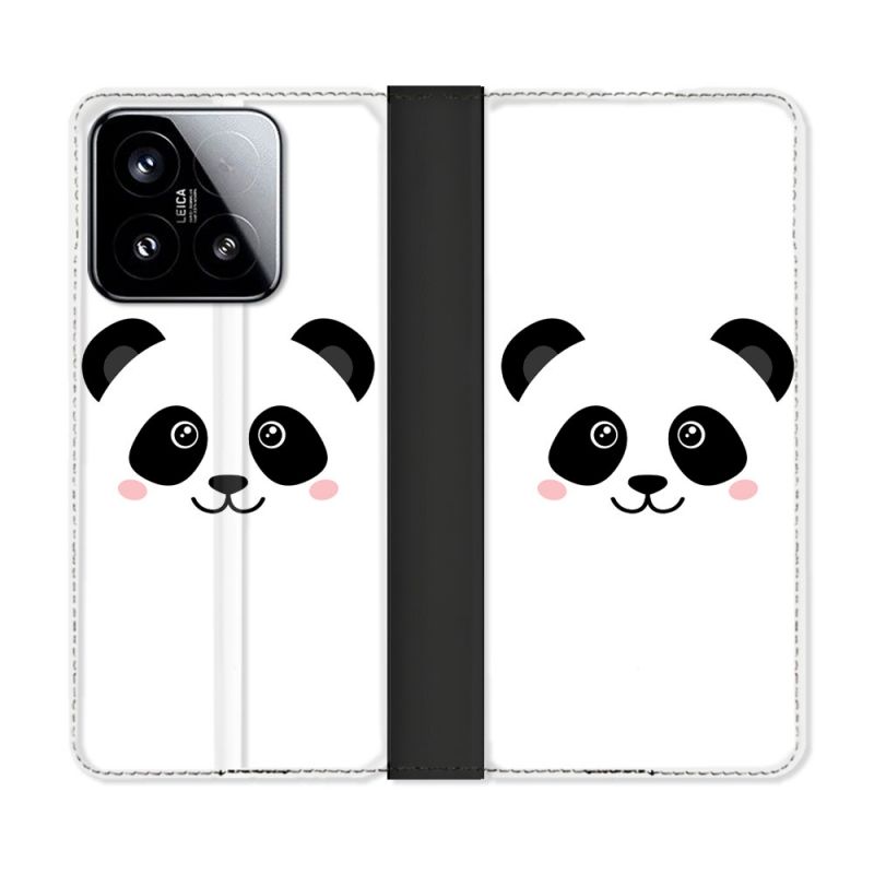 Housse cuir portefeuille Pour Xiaomi 15 Animal Panda Blanc
