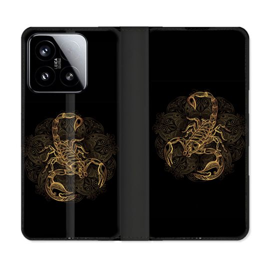 Housse cuir portefeuille Pour Xiaomi 15 Animal Scorpion Fresque