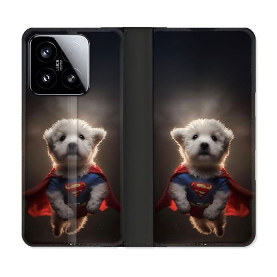 Housse cuir portefeuille Pour Xiaomi 15 Animal Super Chien