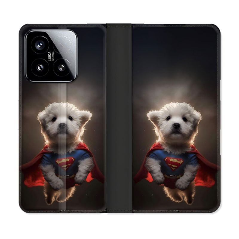 Housse cuir portefeuille Pour Xiaomi 15 Animal Super Chien