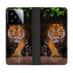 Housse cuir portefeuille Pour Xiaomi 15 Animal Tigre Jungle