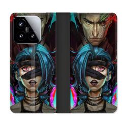 Housse cuir portefeuille Pour Xiaomi 15 Arcane Jinx Bleu