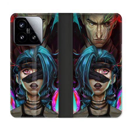 Housse cuir portefeuille Pour Xiaomi 15 Arcane Jinx Bleu