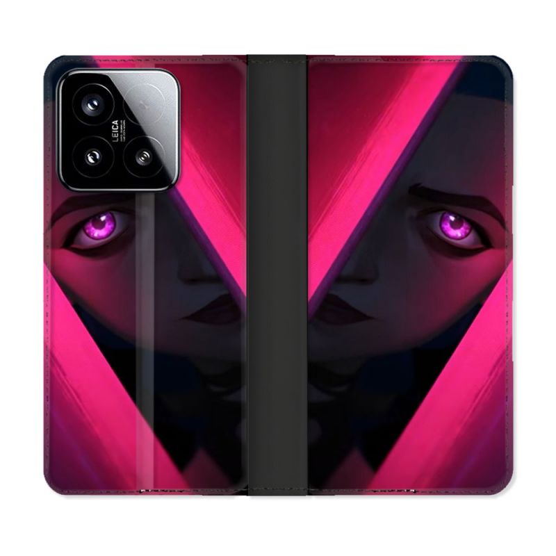 Housse cuir portefeuille Pour Xiaomi 15 Arcane Jinx Rose