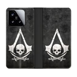 Housse cuir portefeuille Pour Xiaomi 15 Assassin Creed Tete Mort